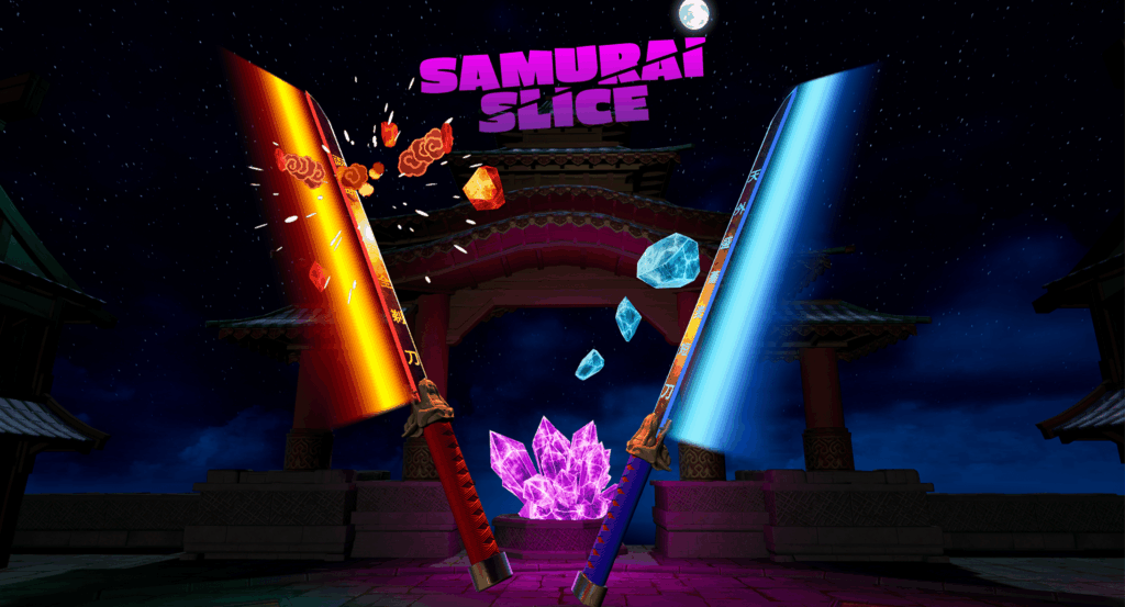 An in game photo from our game experience samurai slice on of our new games